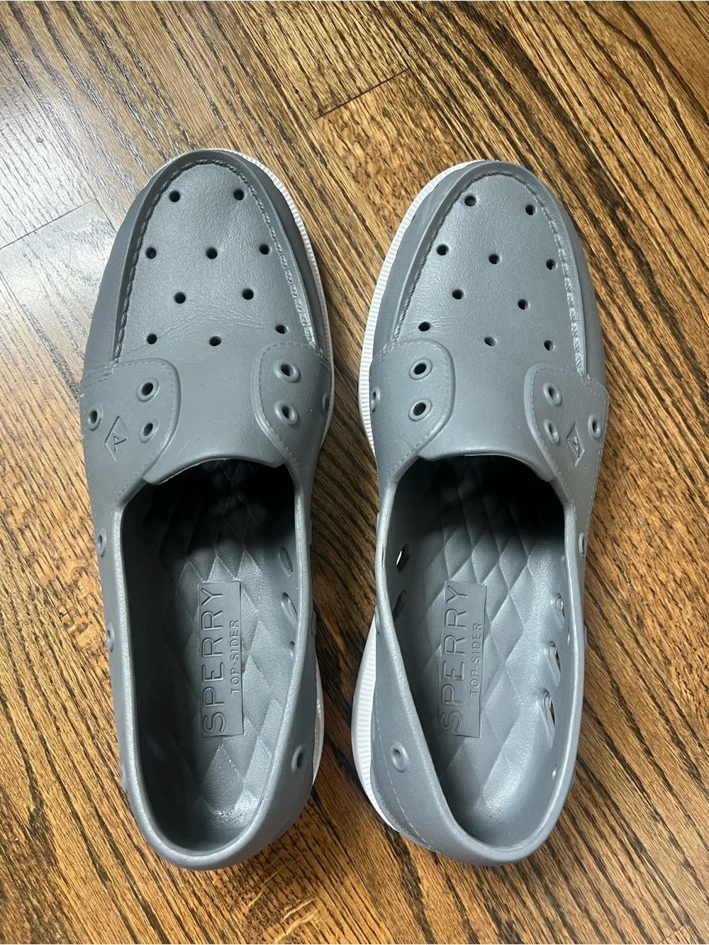 Sperry Men's Gray Slip-On Perforated Boat Shoes